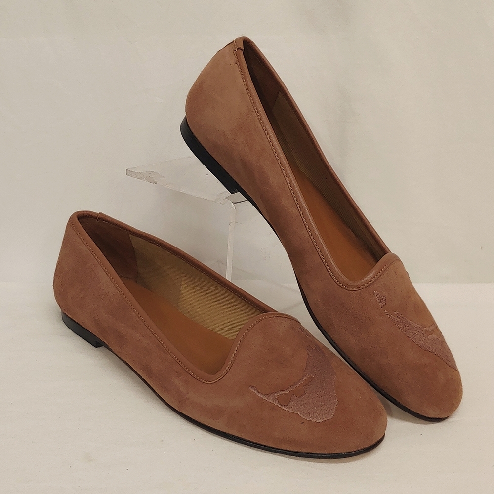 Suede Slip-On Flats in Dusty Rose